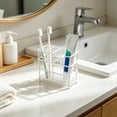 thumbnail image 5 of Metal Wire Toothbrush Holder with Multi-slot Partition, White Polyester Bathroom Organizer for Countertop, Hollow Drying Base for Vanity Sink Storage, Topliu, 5 of 6