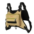 thumbnail image 4 of Bolsa de pecho con correa ajustable y múltiples bolsillos, chaleco para correr para hombres y mujeres (Caqui), 4 of 5