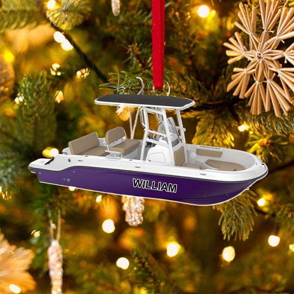 Personalized Center Console Boat Christmas Ornament, Custom Boat 2D Flat Ornament, Ocean Boat Ornament, Sailor Decor Gift, Boat Ornament