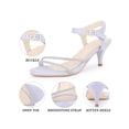 thumbnail image 4 of BLISSFUL STEP Women's Rhinestones Heels Slingback Kitten Heel Sandals Light Purple (Size 7), 4 of 7