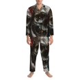 thumbnail image 3 of Fotbe Realistic Rose Skull Pijama de Hombre con Estampado de Manga Larga, Conjunto de 2 Piezas, Ropa de Dormir Suave y Cómoda con Bolsillos-XX-Large, 3 of 7