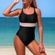 thumbnail image 4 of Traje de baño de una pieza para mujer, traje de baño de bikini con tirantes ajustables en la espalda y diseño calado a juego de colores, traje de baño de moda playera para mujer, trajes de baño de una, 4 of 6
