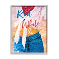 Stupell Industries Red White & Blue Patriotic Celebration Graphic Art Gray Framed Art Print Wall Art, Design by Graffitee Studios