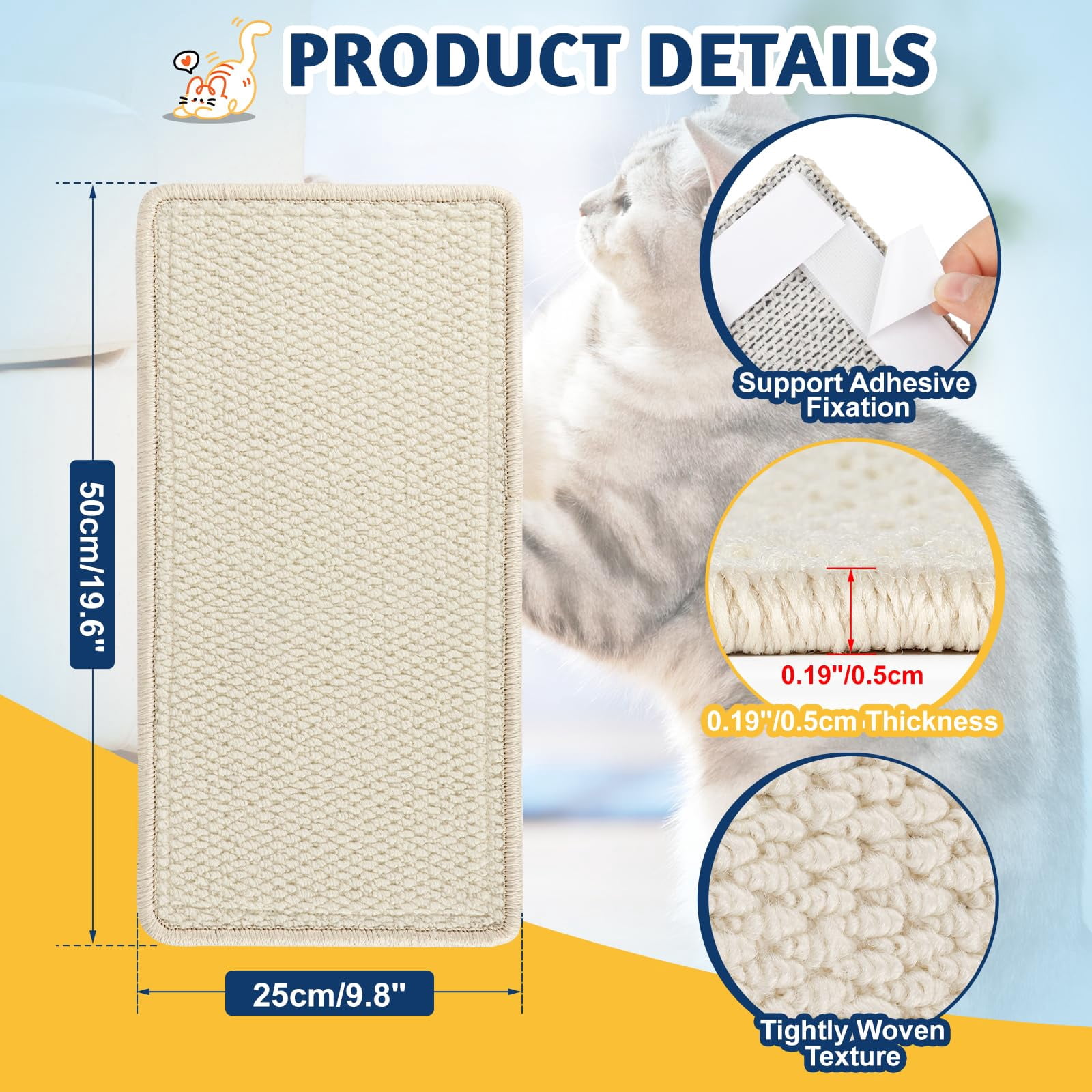 ​ Corner Cat Scratcher Wall Mounted For Indoor Cats  Pad Door Frame 19.6x9.8 Inch Anti Scratch Furniture Protector Couches And Walls​