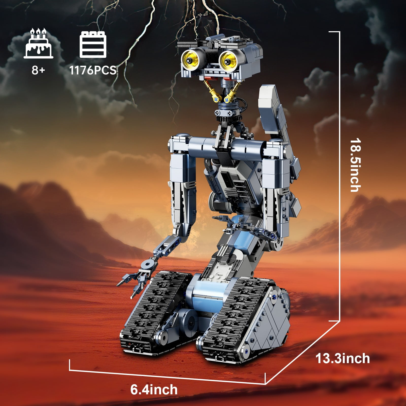 Johnny 5 RC Robot Model Toys, Johnny 5 Robot Building Block Set Compatible for Lego, Stem Educational Gift Set for Age 6 7 8 9 10 11 12+ Boys Girls(1176 Pcs)