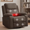 thumbnail image 1 of YSICK Manual Swivel Rocker Recliner Chair with Massage Linen for Living Room,Brown, 1 of 6