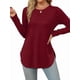 thumbnail image 1 of Camisa de Larga con Cuello Redondo para Mujer, Básica, Holgada, Informal Vino Tinto S, 1 of 5