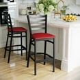 thumbnail image 3 of Flash Furniture Black Ladder Back Metal Restaurant Barstool - Red Vinyl Seat, 3 of 10