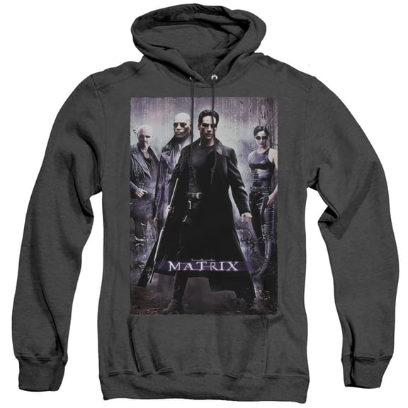 The Matrix Poster Unisex Adult Pull-Over Heather Hoodie,Black, X-Large