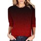 thumbnail image 1 of Blusa informal de mujer con estampado degradado, cuello redondo y manga tres cuartos - Poliéster, ligera y suave, corte holgado, tallas S-XXL, ideal para el verano, 1 of 5