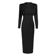 thumbnail image 4 of LYXSSBYX Womens Long Sleeve Dress Women Fashion Half High Collar Sexy Solid Color Long Sleeve Slim Ankle Length Dress, 4 of 5