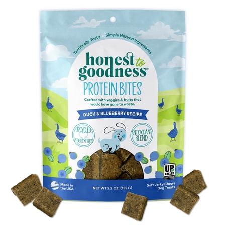 Honest to Goodness Protein Bites Duck & Blueberry Recipe Soft Jerky Chews for Dogs, 5.5 oz.