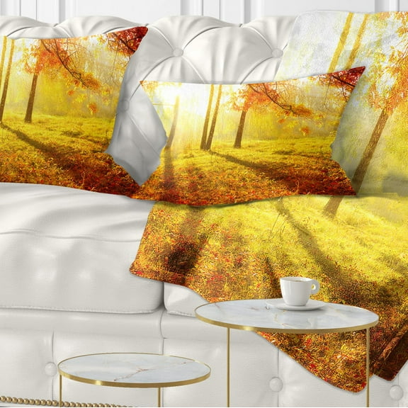 Designart Autumnal Park - Landscape Photography Throw Pillow - 12x20