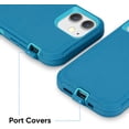 thumbnail image 5 of Compatible with iPhone 12 Case/iPhone 12 Pro Case 6.1-Inch (2020), Heavy Duty Defender 3-Layer Rugged Shockproof Drop Protective Cover Phone Cases for iPhone 12/12Pro,Blue Teal, 5 of 12
