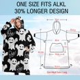 thumbnail image 4 of Oversized Wearable Blanket Hoodie,Black Halloween Ghosts with Boo Sherpa Blanket Hoodie with Super Pockets,Super Warm Fuzzy Pullover for Women & Men, 4 of 6