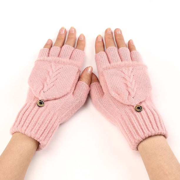 CAIROYAR Guantes de invierno cálidos y suaves y esponjosos con plumas para mujer C7X2