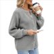 thumbnail image 4 of Suéter de Punto Suave y Grueso de Larga con Botones para Mujer, Cárdigan Informal Holgado con Abertura Frontal para Otoño Gris XL, 4 of 9