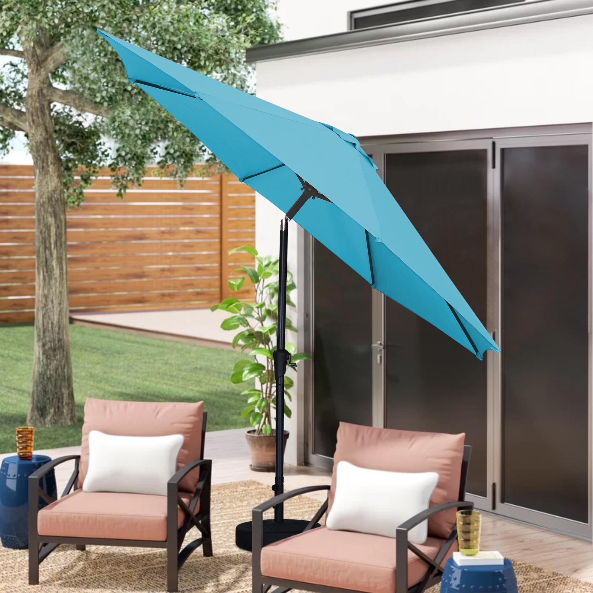 Outdoor Basic 11FT Outdoor Patio Umbrella with Base, Tilt and Crank Sun