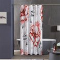 thumbnail image 5 of Stall 36"x72" Red Flowers and Grey Leaves Shower Curtain Set with Hooks,Watercolor Rose Floral Bathroom Curtain,Modern Minimalist Waterproof Bath Curtains for Bathroom Decor, 5 of 6