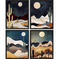 thumbnail image 2 of PixonSign Framed Wall Art Midnight Moon Cactus Desert Dune Prints, Set of 4 Minimalism Digital Art Paintings, Colorful Modern Wall Décor, Adhesive Canvas Posters for Home Decor - 12"x16" Black, 2 of 5