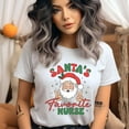 thumbnail image 2 of Santa’s Favorite Nurse T-Shirt for Women, Funny Christmas Graphic Tee, Navy, Size XL, 2 of 6