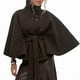 thumbnail image 1 of Ponchos con Mangas de Murciélago para Mujer, Abrigo de Lana con Cuello Alto y Cinturón, Chaqueta Corta de Invierno Café S, 1 of 8