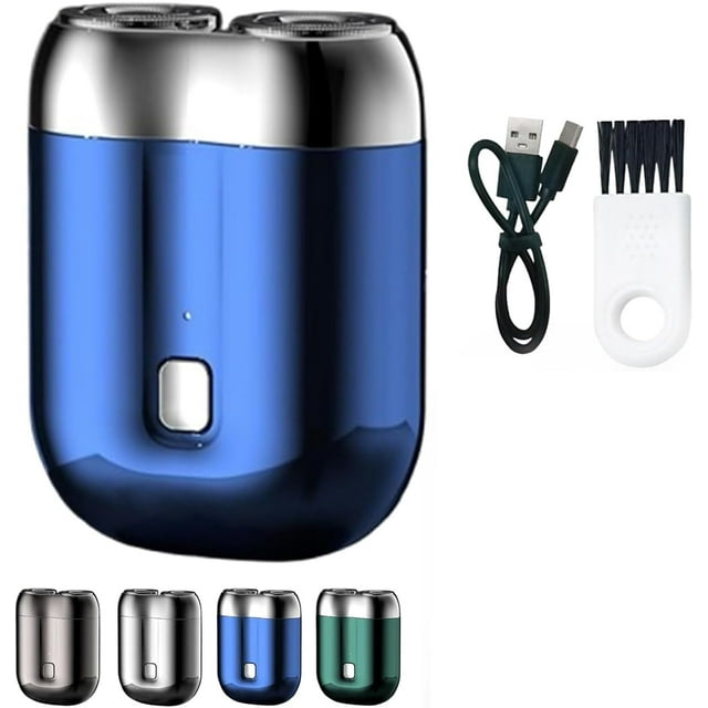 Repertoireof Rasoir, Nouveau Rasoir de Poche 2025 USB Mini-Hautes, Mini Rasoir Électrique Portable à Double Tête, Rechargeable, Étanche, Lavable, Double Rasoir pour Usage Humide et Sec (Bleu)