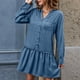 thumbnail image 5 of Vestido de regreso a casa de color sólido informal suelto con botones para mujer Ygjytge Azul T S para Mujer, 5 of 5