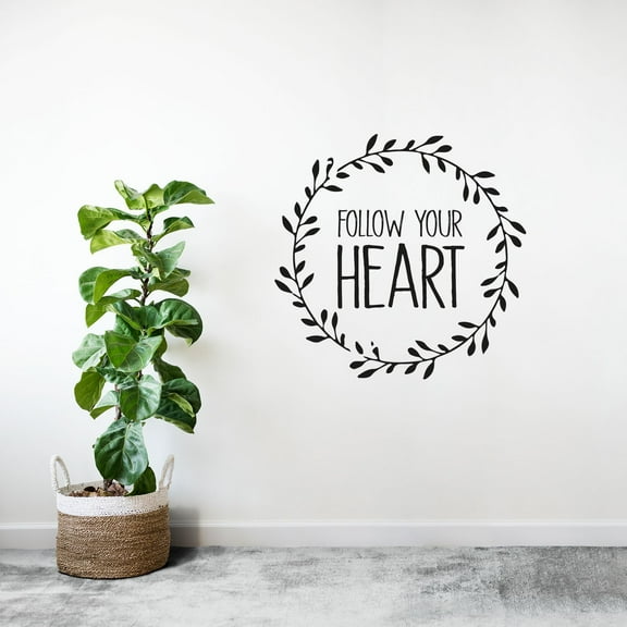 Follow Your Heart Quote Inspiration Positive Life Mantra Motivation Quotes Saying Wall Art Sticker Designs Vinyl Stickers For Home House Walls Rooms Window Bedroom Decoration Size (10x10 inch)