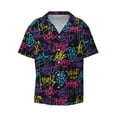 thumbnail image 3 of Goofa Graffiti Art Printed Men's Casual Short-sleeved Shirt,Lightweight Breathable Button-down,Summer Casual men's top,Versatile Fashion shirt-Large, 3 of 7