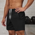 thumbnail image 4 of Lenago Men's Shorts Athletic Mens Shorts Casual Men's Solid Color Pants Bandage Elastic Waist Pocket Casual Fashionable Shorts Black XXXL, 4 of 5