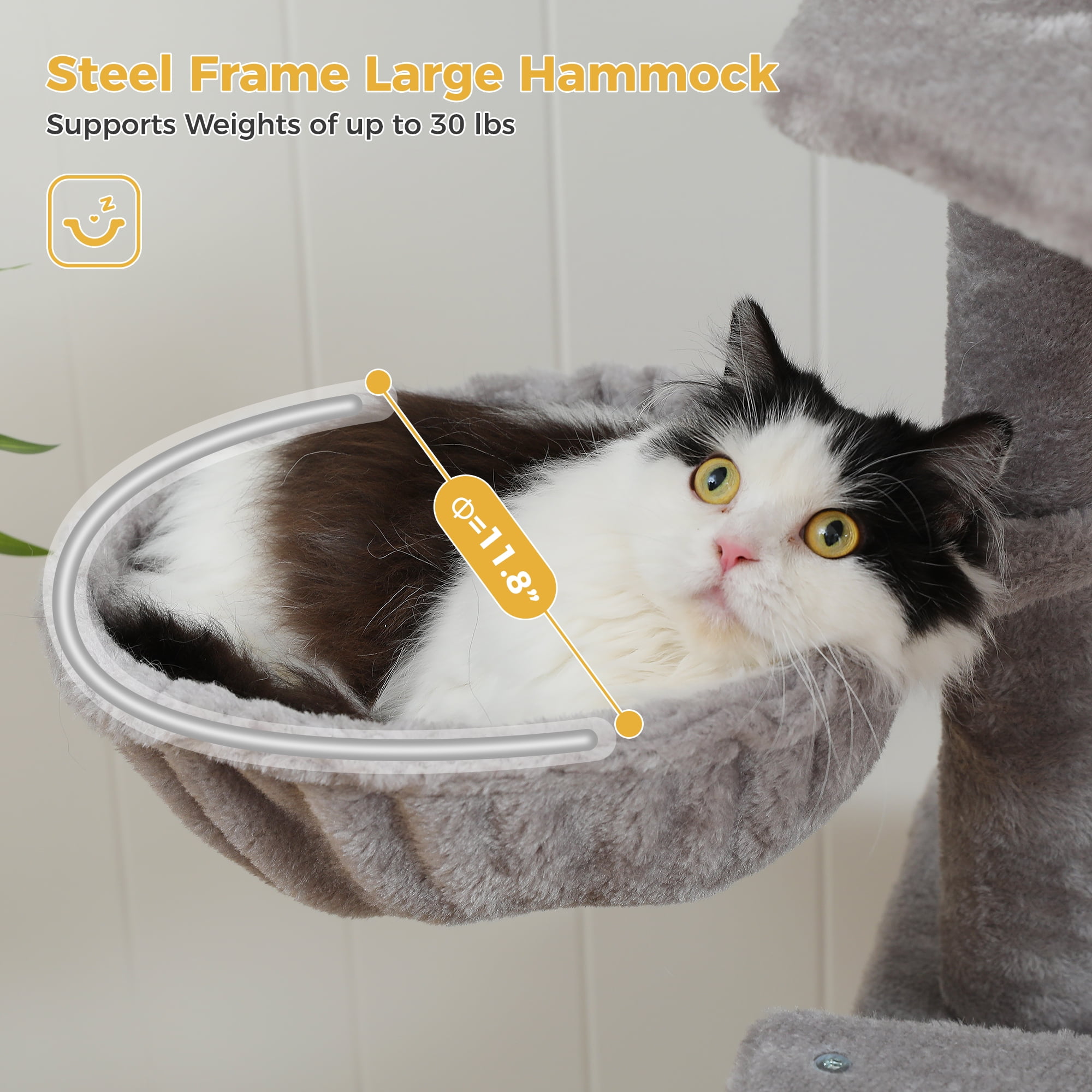 PAWZ Road 64" Cat Tree Large Cat Tower Multi-Level Cat Scratching Post Tower, Gray