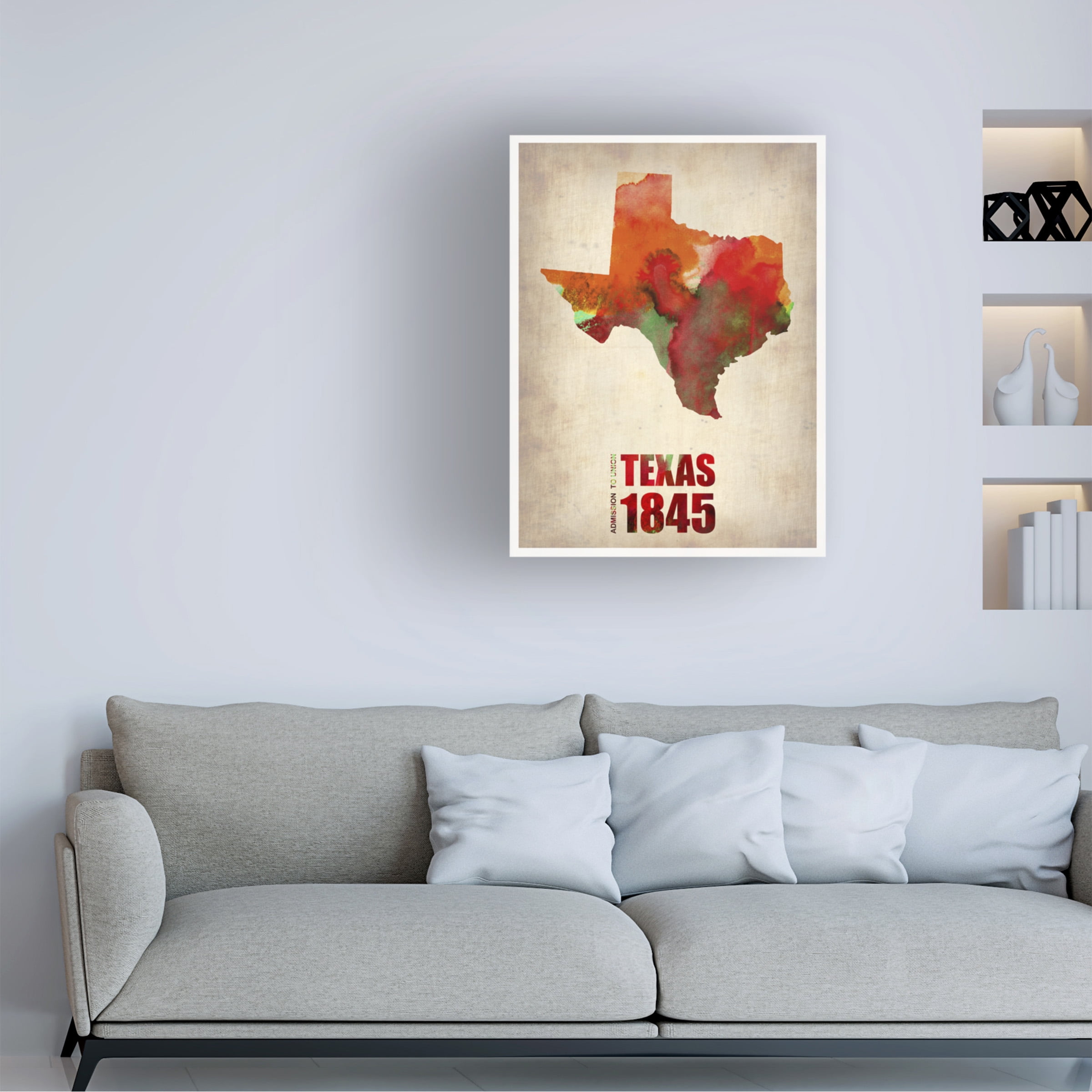 Trademark Fine Art "Texas Watercolor Map" Canvas Art by Naxart