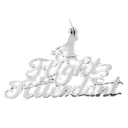 14K White Gold Flight Attendant Pendant - 20 mm