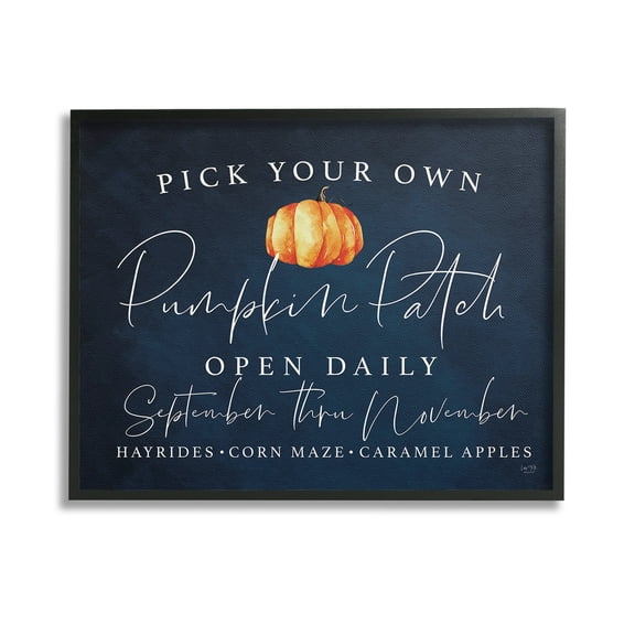 Stupell Industries Pick Your Own Pumpkins Landscape Painting Black Framed Art Print Wall Art, 14 x 11