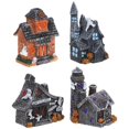 thumbnail image 1 of Halloween Resin Miniature House Figurines Micro Landscape Ornaments 4pcs Set for Spooky Home Decor, 1 of 5
