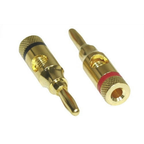 Kentek Pair of Speaker audio banana plug connector open screw compression type gold red black for audio stereo system