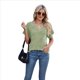 thumbnail image 4 of Camiseta Holgada Informal de Color Liso con Cuello en V para Mujer, Corta, Verde, Talla L, 4 of 10