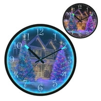 Voice Activated Clock with Glow Light 12 Inch Large Silent Wall Clock Battery Operated for Home Decor Christmas Trees with Lights