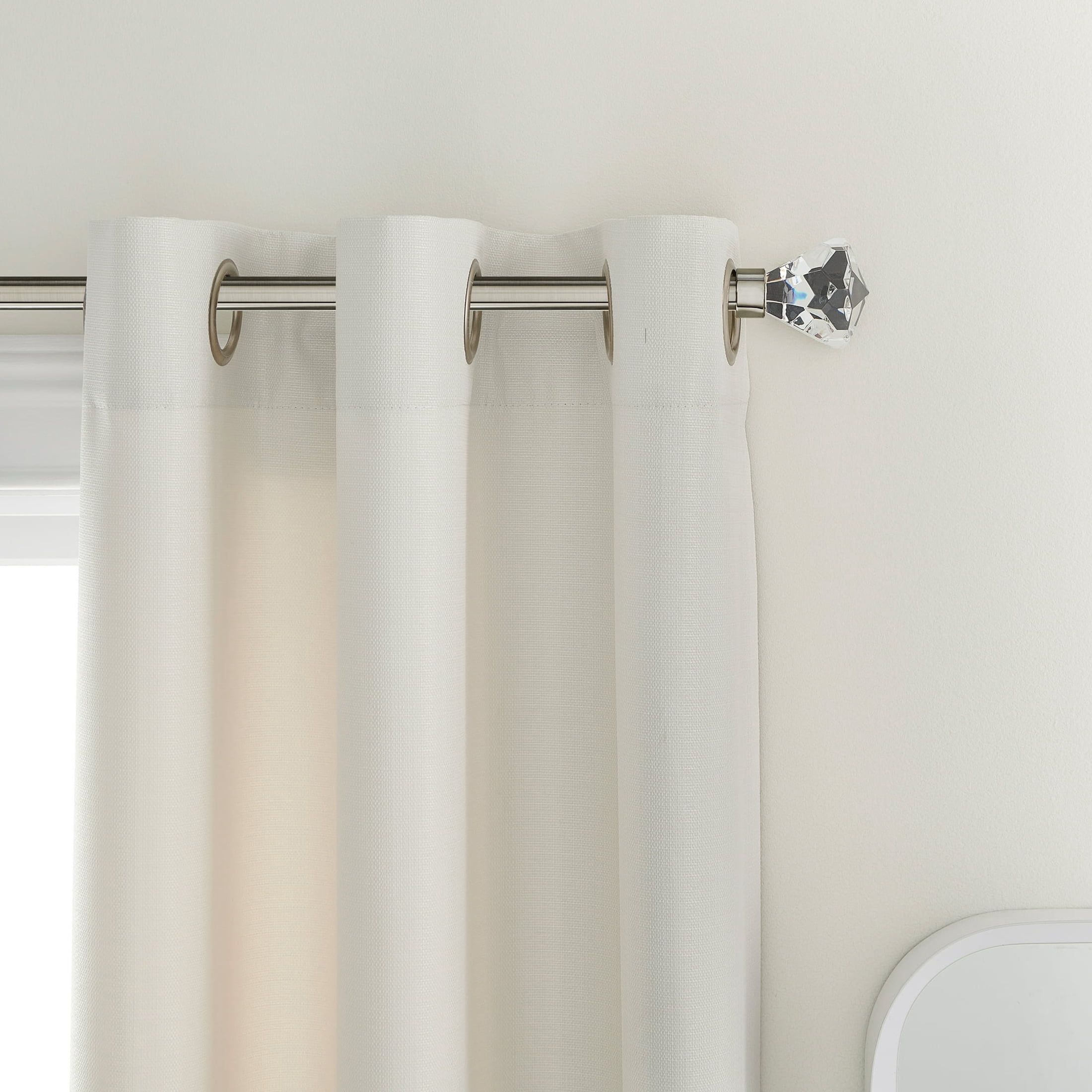 Mainstays 3/4" Acrylic Faceted Adjustable Single Curtain Rod, 30-84", Nickel