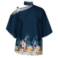 thumbnail image 3 of Spring Tops for Women Plus Size Womens Tops Women Casual Half Batwing Sleeve Halter Neck off Shoulder Printed and Solid Loose Pullover Blouse Tops Gifts for Women, 3 of 5