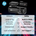 thumbnail image 2 of Dash Cam HP f499x 4K+1080P frontal y trasera con tarjeta de 64 GB, 2 of 9