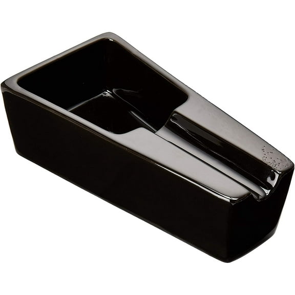 Sigara Black Ceramic Single Cigar Ashtray for Patio/Outdoor Use