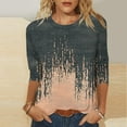 thumbnail image 1 of BVOFAR Hauts à Manches 3/4 pour Femmes, Coupe Ample Décontractée, Blouses à Col Rond, T-Shirts Graphiques Vintage, Chemises d'Été Grande Taille, 1 of 5