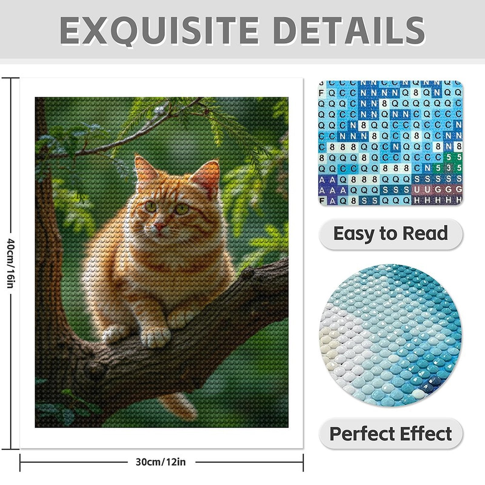Diamond Art Kits for Adults - 5d Orange Cat In Tree Nature Scene Diamond Painting for Adults, Diamond Art for Adults Beginners, Diamond Painting Kits for Adults for Home Wall Decor