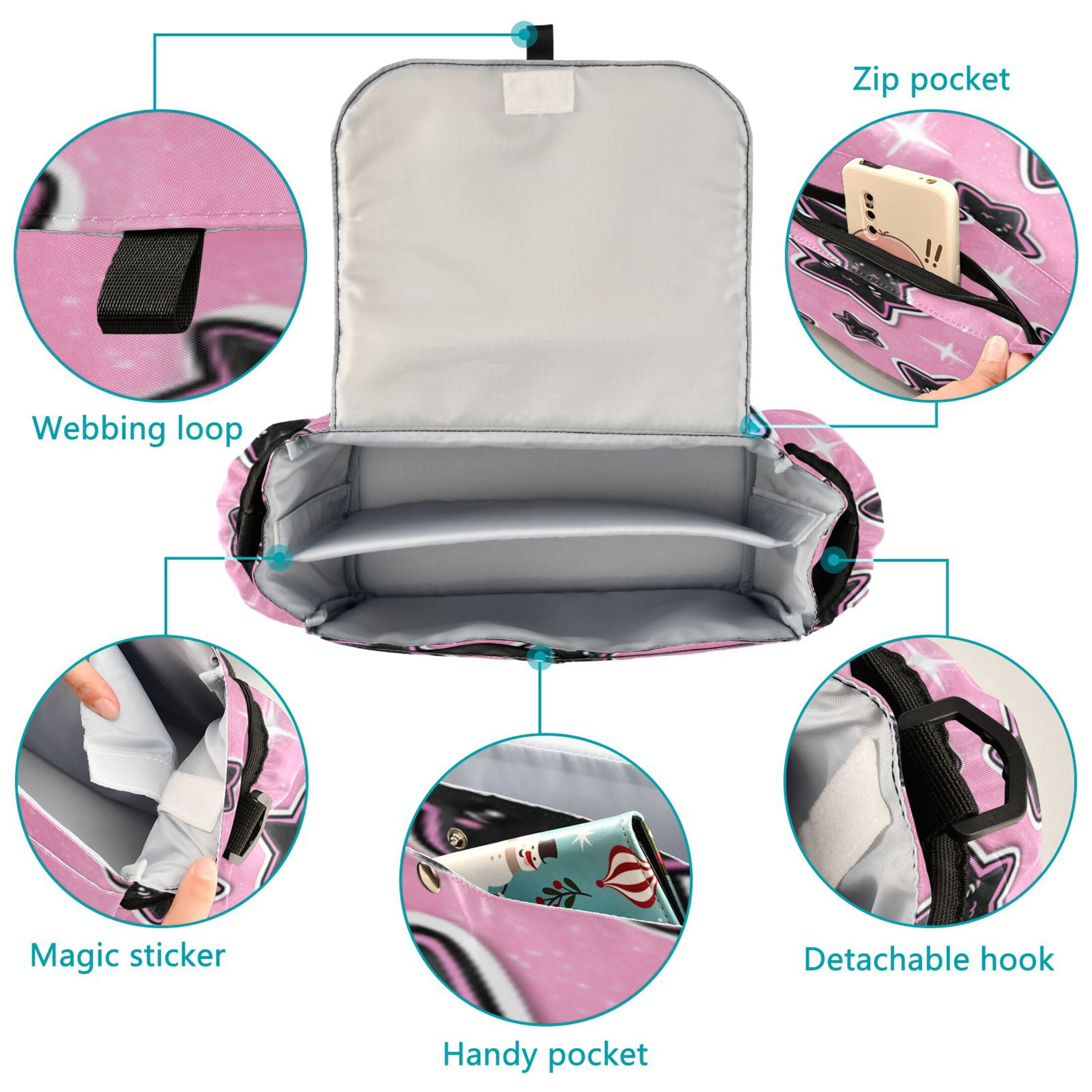 DIXRUYEE Stroller Organizer Sparkle Star Pattern Printed