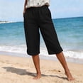 thumbnail image 6 of Women's Soft Fabric Casual Elastic Waist A-Line Shorts With Pockets, Tummy Control Mid-Rise Pull On Shorts, Cool Daily Wear For Walking, Errands, | TruHer,Black L, 6 of 9