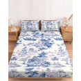 thumbnail image 2 of Twin Sze Fitted Sheet Set - Blue Garden Vintage 2 Piece Bedding Sets 16" Deep Pocket Fitted Sheet with 1 Pillowcase, Modern Art Building Boat Tree Brushed Microfiber Hotel Luxury Bed Sheets, 2 of 9