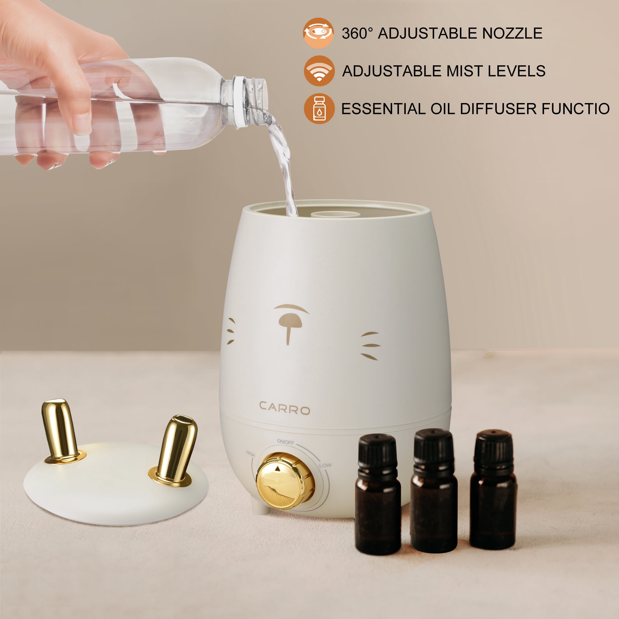 0.8 gal Ultrasonic Cool Mist Humidifier with 360° Rotatable Nozzle Essential Oils Tray Auto Shut-off
