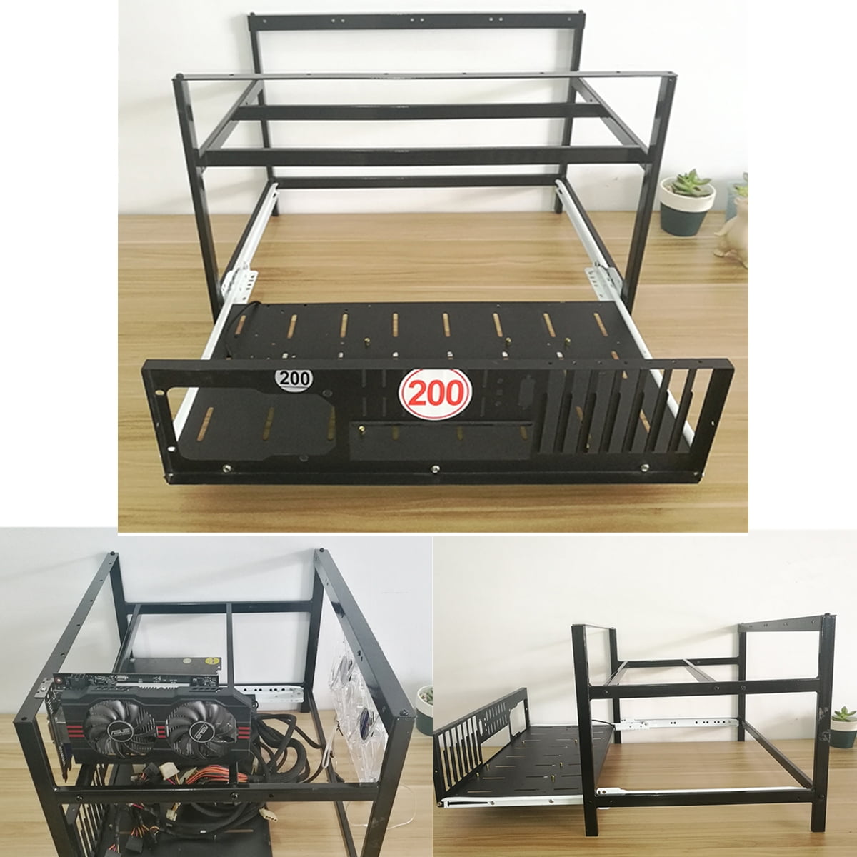Open Air Miner Mining Frame Rig Iron Case Crypto Coin For 6 GPU ETH BTC Ethereum